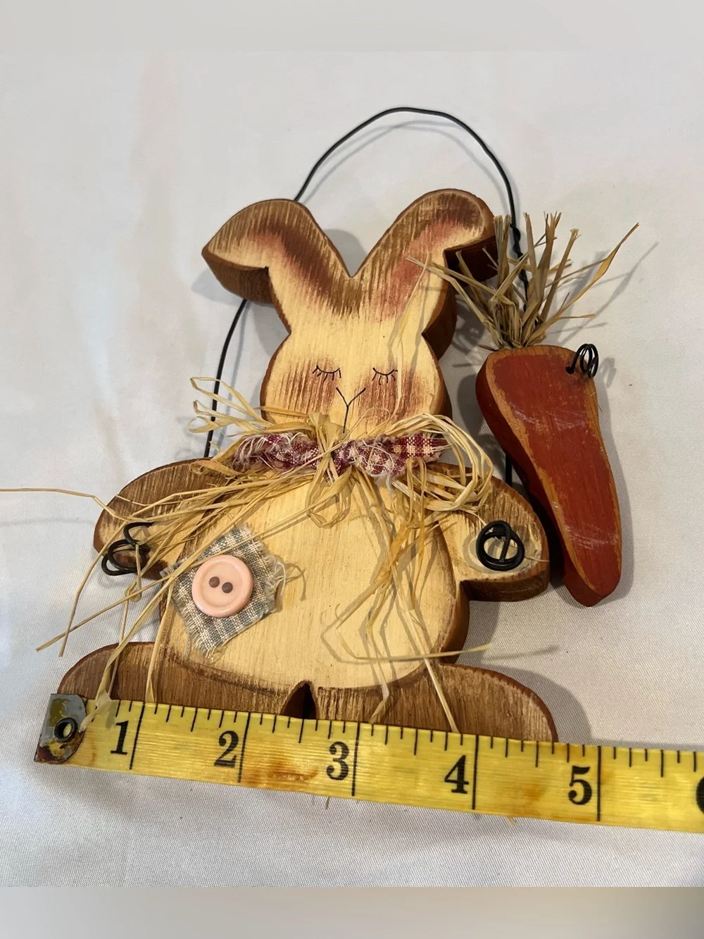 Primitive Wooden Bunny with Carrot Wall Decor